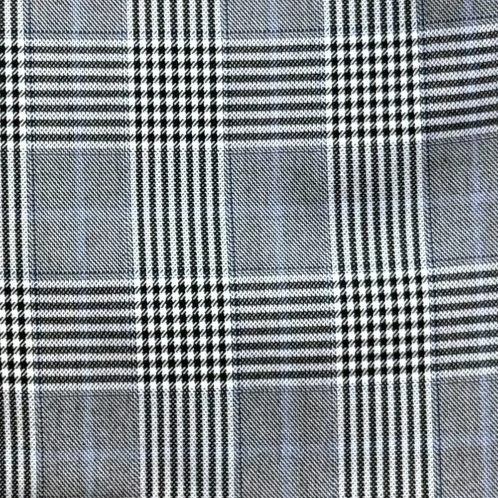 VTG Tailored Sport Coat Blazer Mens Glen Plaid Blue Gray Black White Custom 44R